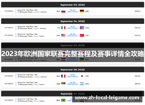 2023年欧洲国家联赛完整赛程及赛事详情全攻略